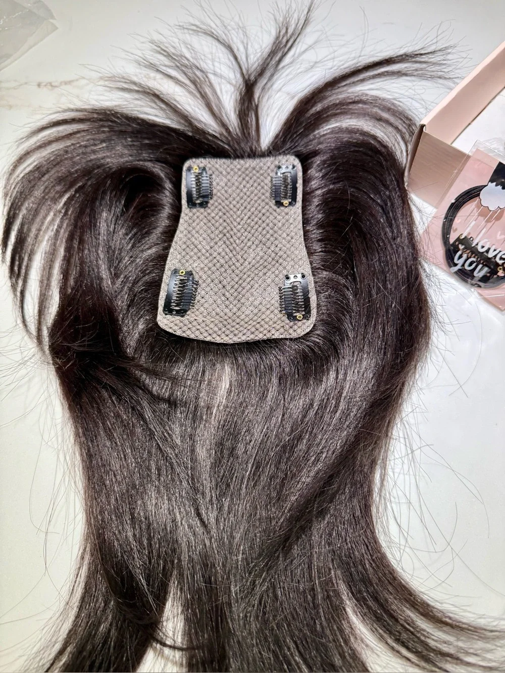💯% HUMAN 10-12” Topper with Bangs, Straight Dark Brown/Almost Black